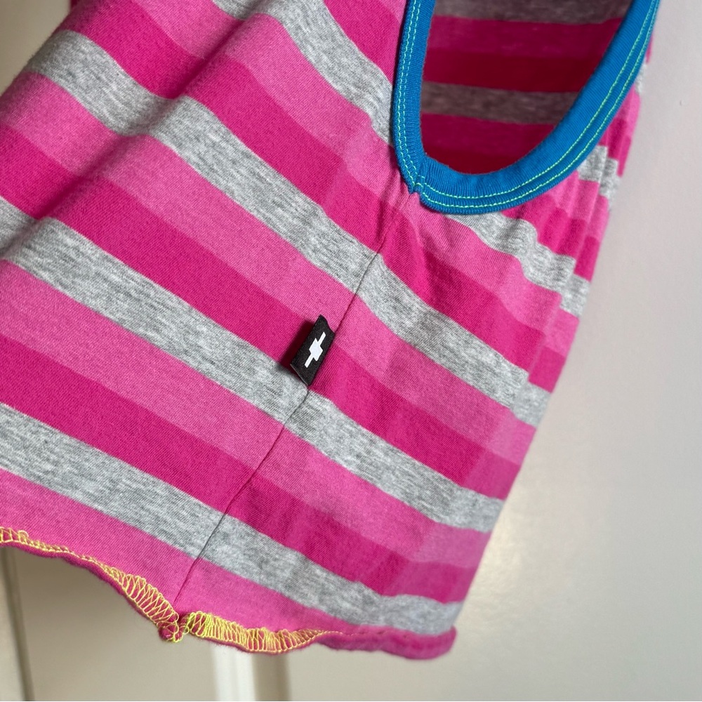 ➕ Andrew Christian Vibrant Striped Hooded Shredder Tank - Picture 4 of 6